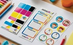 Etiquetas e adesivos para material escolar.