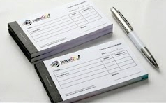 Bloco de recibos com numeração sequencial.